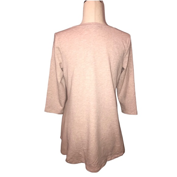 Knit Top LOGO Lounge by Lori Goldstein Size Small Light Pink Sage Green Pockets - Picture 3 of 10